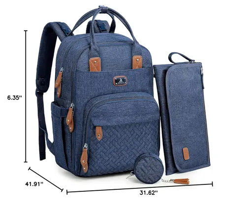 Miniatura 8 de Dikaslon Mochila para pañales con cambiador portátil, funda para chupete y correas para cochecito, bolsas de bebé unisex grandes para niños y niñas