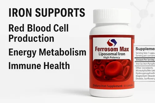 Miniatura 2 de Suplemento de hierro liposomal máximo 60 cápsulas (45 mg de hierro elemental puro) por Siba Pharm Fórmula de máxima absorción Sin OMG, vegano