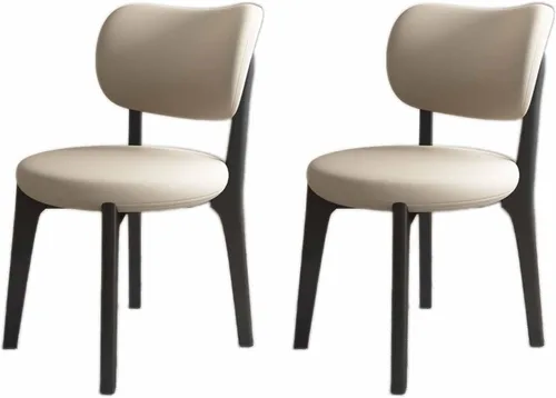 Miniatura 27 de Juego de sillas de comedor de madera modernas con respaldo curvado, sillas de cocina tapizadas con marco de madera, sillas laterales sin brazos