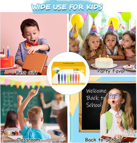 Miniatura 6 de TAFULOR Bolígrafo de tinta invisible para niños, recuerdos de fiesta de cumpleaños para niñas y niños, bolígrafos espía con luz UV, marcadores