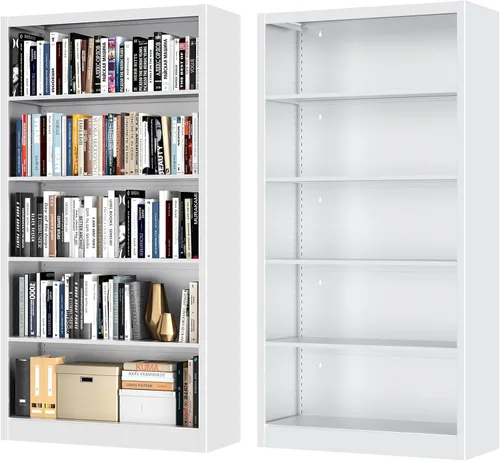 Miniatura 9 de OSEILLC Librero, Estantería de 5 niveles en negro, estantería metálica independiente de 55" de altura con estantes de almacenamiento ajustables