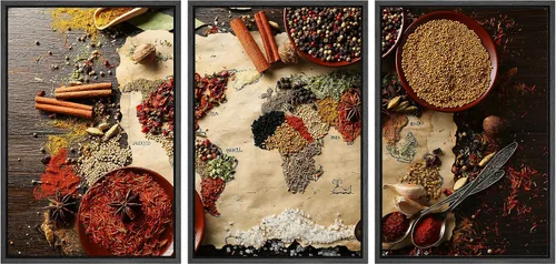 Miniatura 48 de wall26 Lienzo enmarcado para pared, juego de arte de hierbas, verduras y condimentos en madera, alimentos, fotografía cultural, realismo, paisaje