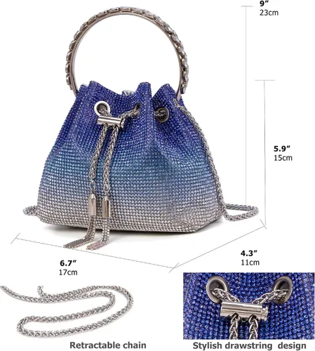 Miniatura 2 de Sweetovo Bolso de mano brillante con diamantes de imitación para mujer, bolso cruzado para noche, boda, fiesta, baile de graduación