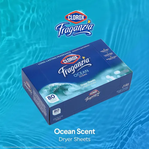 Miniatura 2 de Clorox Fraganzia - Hojas de secadora suavizantes de tela, reductoras de arrugas y antiestáticas, para ropa con gran olor, suaviza telas, aroma Océano