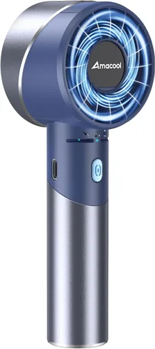 Miniatura 11 de AMACOOL Mini ventilador turbo de mano, 17 horas de funcionamiento, 4 velocidades, cuerpo de metal fresco, ventilador de mano personal recargable