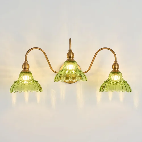 Miniatura 14 de Moderno aplique de pared negro mini lámpara de pared hecha de cuerpo de metal y vidrio estampado prensado retro luz de tocador para dormitorio