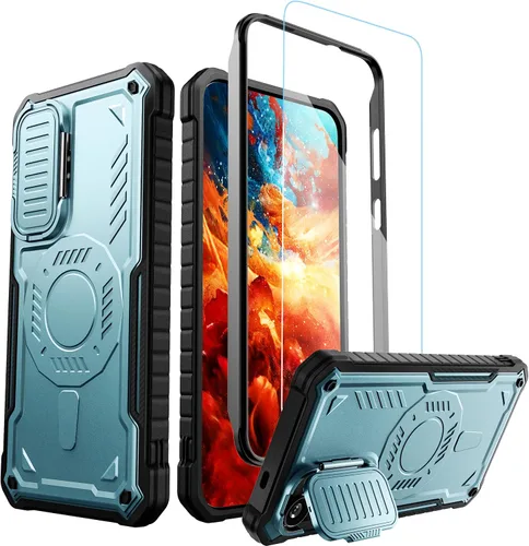 Miniatura 9 de ExoGuard Funda para Samsung Galaxy S24 con protector de pantalla, funda protectora de goma de cuerpo completo con cubierta de cámara y función atril