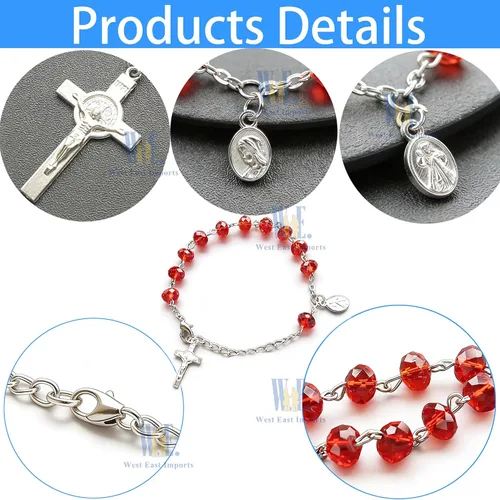 Miniatura 4 de WE Confirmación Rosario Pulsera Favor (12PCS) Recuerdos de confirmacion brasalete Pulsera roja para invitados, Acrílico, No es una piedra preciosa