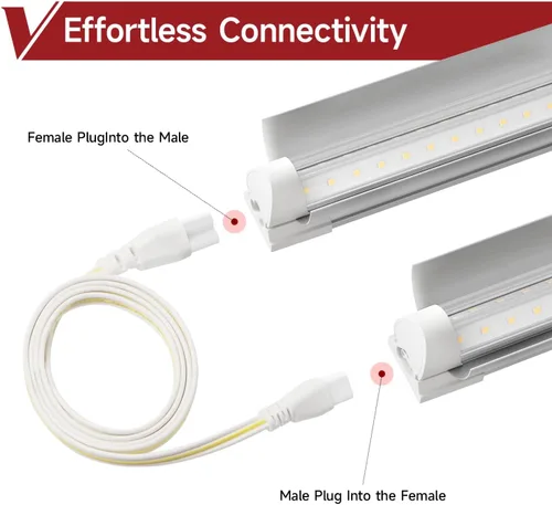 Miniatura 6 de Paquete de 2 luces LED de crecimiento de 1 pie, espectro completo de 5000 K, 30 W (2 x 15 W), lámpara de cultivo enlazable, luces de cultivo T8