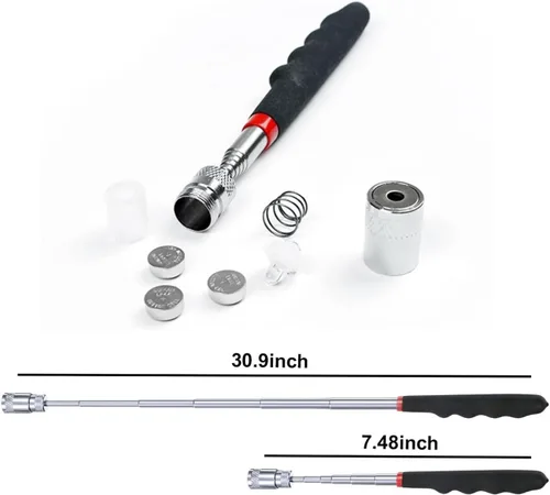 Miniatura 6 de Espejo de inspección telescópico flexible 360 con luz giratoria para mayor visión, espejo mecánico redondo en un palo, selector magnético con juego