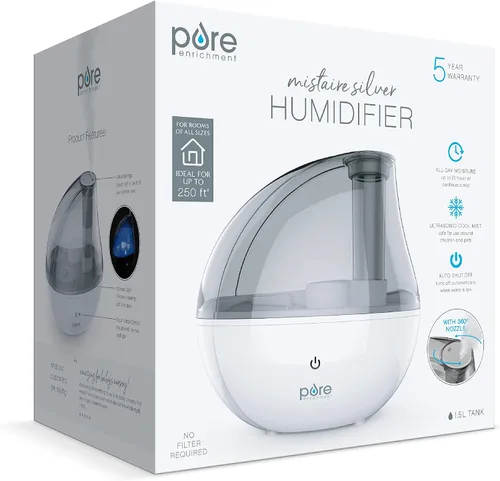 Miniatura 9 de MistAire humidificador ultrasónico de vapor frío. Unidad humidificadora premium con funcionamiento silencioso y función de luz nocturna