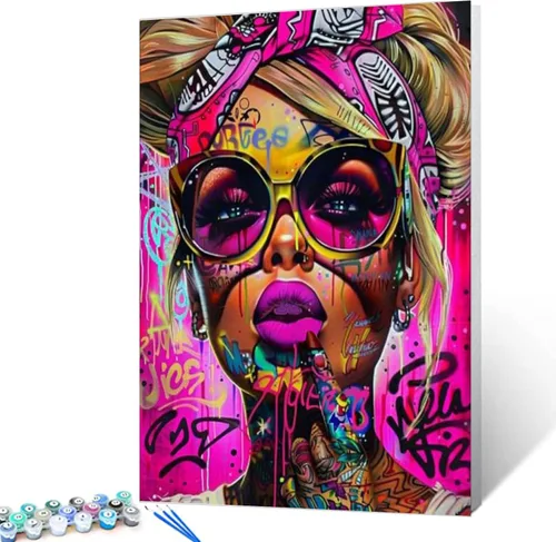 Miniatura 35 de Angel Girl - Pintura por números para adultos, corona de rosas rosadas, pintura al óleo digital, pintura acrílica, kit de pintura linda para niñas