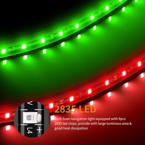 Miniatura 5 de RVZONE Luces de navegación para barcos, iluminación de navegación para barcos LED, iluminación marina para pesca nocturna, luces rojas y verdes