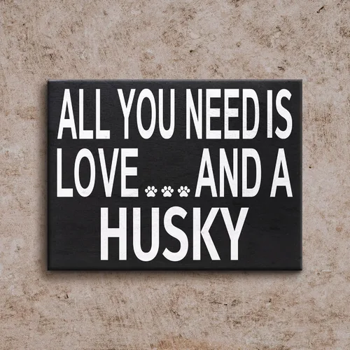 Miniatura 4 de JennyGems Regalos de Husky, letrero de madera con texto en inglés «All You Need is Love and a Husky», decoración de estante y colgante de pared