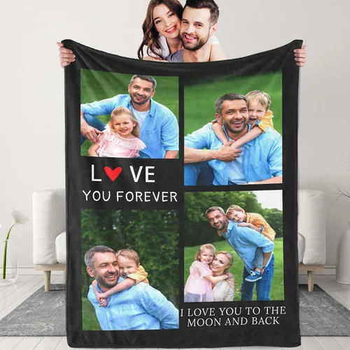 Miniatura 11 de Manta personalizada para el día del padre con collage de fotos, manta personalizada con fotos para papá/abuelo/regalos de hija o hijo, manta