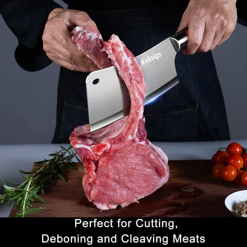 Miniatura 2 de Cuchillo de carnicero de 7 pulgadas, cuchilla para carne, cortador de huesos resistente, cuchillo de chef de cocina multiusos para cortar huesos