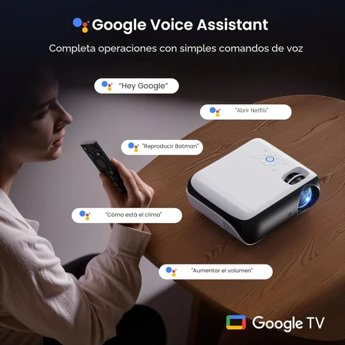 Miniatura 3 de Proyector inteligente oficial de Google TV, HAPPRUN 4K UHD Home Theater con sonido Dolby, Wi-Fi y Bluetooth, aplicaciones de transmisión integradas