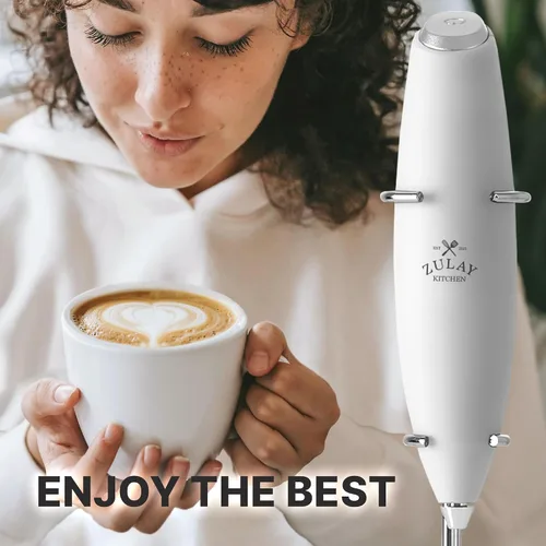 Miniatura 218 de Zulay Milk Boss Espumador de leche potente manual, hace espuma para latte, batidor para mezclar bebidas, café, miniespumador para capuchino, frappé