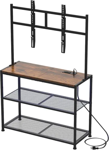 Miniatura 11 de Soporte de TV de esquina pequeño de piso de 23 a 50 pulgadas con estantes de almacenamiento para sala de estar y dormitorio, soportes de televisión