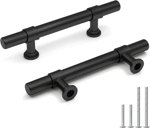 Miniatura 10 de Goldenwarm Paquete de 5 Tiradores Negros para Gabinetes de 3-1/2 Pulgadas Tiradores Negros Mate para Gabinetes - LST18BK90 Tiradores de Cajones