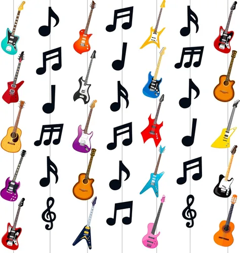 8 guirnaldas colgantes de fiesta musical para cumpleaños, decoración musical para colgar notas musicales, guirnaldas de techo para músico, fiesta de