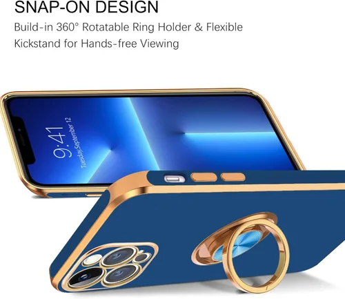 Miniatura 8 de BENTOBEN Funda para iPhone 13 Pro con Soporte de Anillo de 360 Grados con Función de Atril Soporte Magnético para Montaje en Coche, Funda Protectora
