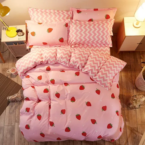 Miniatura 9 de LAMEJOR - Juego de funda de edredón, ropa de cama de microfibra (1 funda de edredón y 2 fundas de almohada), Microfibra, gemelo 2-Patrón de fresa