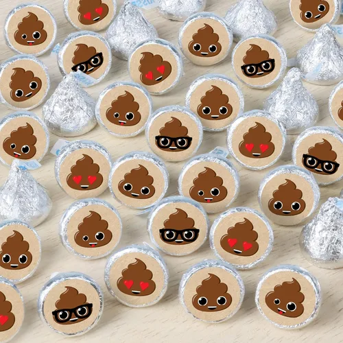 Miniatura 3 de Big Dot of Happiness Party 'Til You're Pooped - Poop Emoji Party - Calcomanías redondas pequeñas para caramelos, etiquetas para recuerdos de fiesta