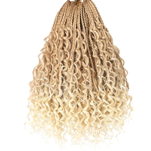 Miniatura 57 de Beverlee Goddess Box - Trenzas de ganchillo de 8 pulgadas, 8 paquetes de trenzas de ganchillo bohemias, extremos rizados, pelo sintético rizado