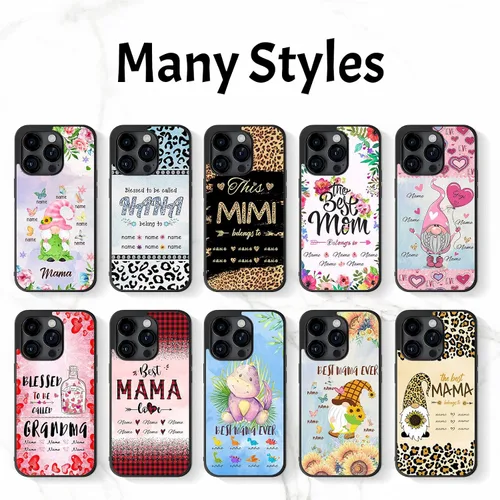 Miniatura 4 de Fundas para teléfono con nombre, diseño de flores rosadas y mariposas, para el Día de la Madre para iPhone 6 7 8 11 12 13 14 15 16 17 Pro Max Plus