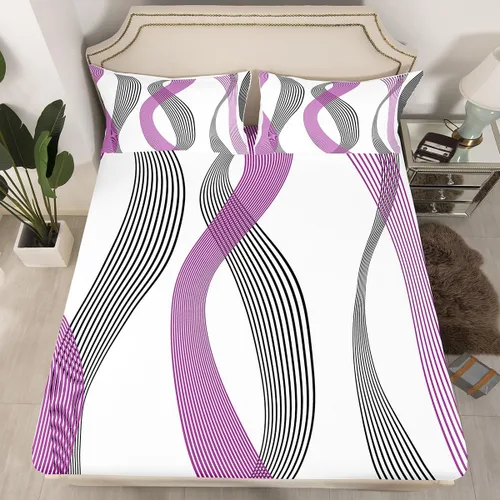 Miniatura 10 de Sábana bajera ajustable con estampado de guitarra, tamaño individual, protector de colchón con 1 funda de almohada, diseño de notas de partitura