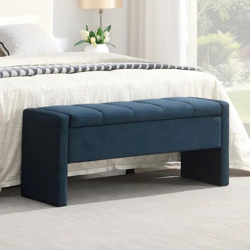 Miniatura 14 de Otomana de 47.25 pulgadas con almacenamiento, banco de almacenamiento para el extremo de la cama, banco de entrada, reposapiés multifuncional