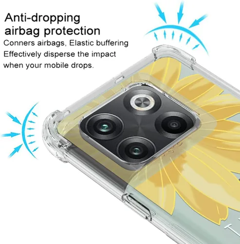 Miniatura 7 de Osophter Funda para OnePlus 10T – Transparente Niña Mujer Flor Floral con Protector de Pantalla con Esquinas Reforzadas TPU Flexible Funda