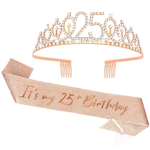 Miniatura 34 de Casoty Juego de diadema y tiara de 40 y fabuloso, oro rosa, para decoraciones de cumpleaños de 40 años, regalos para mujeres, decoraciones de fiesta