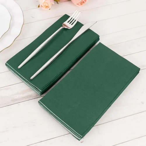 Miniatura 95 de Efavormart 50 Pack Servilletas de papel para fiestas de 2 capas suaves verde oliva con borde dorado de oro, servilletas para cenas, cócteles