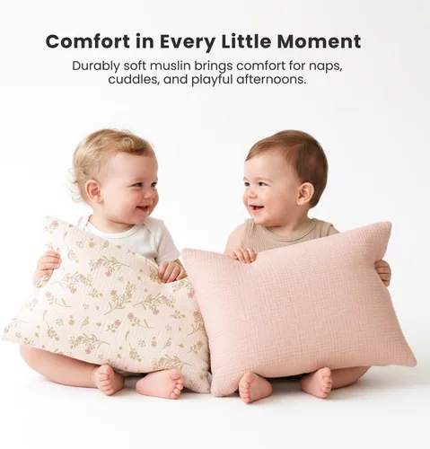 Miniatura 7 de Konssy Funda de almohada de muselina para almohada de 13 x 18 pulgadas, paquete de 2 fundas de almohada de algodón suave y transpirable para niños