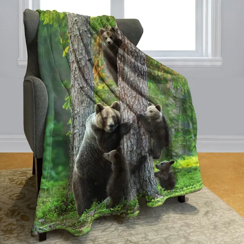Miniatura 8 de Manta de forro polar suave y acogedora con estampado de osos marrones, manta de franela ligera y cálida para sofá, cama, sala de estar, dormitorio