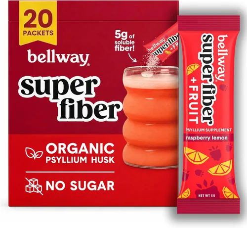 Miniatura 11 de Bellway Polvo súper fibra + fruta, sin azúcar, suplemento de fibra en polvo de cáscara de psyllium orgánico para regularidad, alivio de la hinchazón