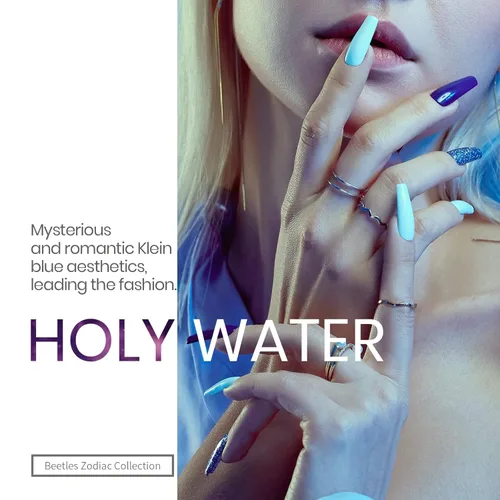 Miniatura 5 de Beetles - Esmalte de uñas de gel azul, 6 colores para bebé, color azul eléctrico con purpurina, colección Aquarius Holy Water, esmalte de gel