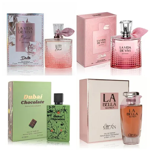 A CENTER Juego de 4 perfumes para mujer – Set de regalo de fragancia floral con vainilla, almizcle Eau De Pafume | 3.5 onzas líquidas cada uno (La