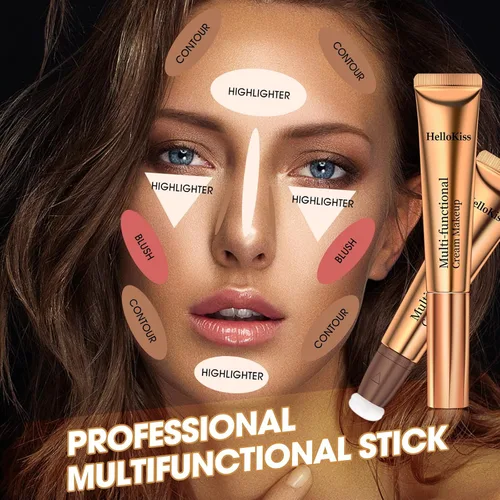 Miniatura 3 de Barra de belleza líquida para contornos líquidos, barra bronceadora mate con aplicador de cojín, ligera, mezclable, de larga duración, sedosa