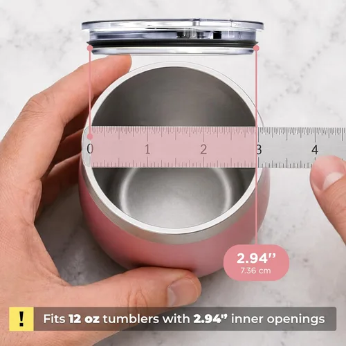 Miniatura 2 de 1 tapa para vaso de vino, 12 onzas, a prueba de derrames, de 2.94 pulgadas (borde exterior), tapas de diámetro para tazas de vino, diseño sin fugas