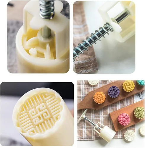 Miniatura 4 de Molde para pastel de luna, 6 unidades, para festivales de mediados de otoño, bricolaje, prensa a mano, sellos para galletas, herramienta