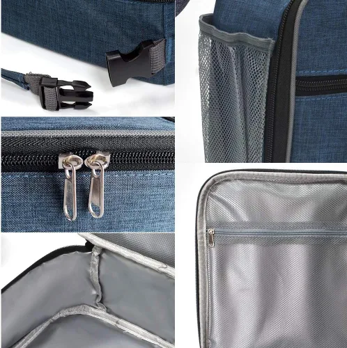 Miniatura 4 de Lonchera aislada azul marino, a prueba de fugas, portátil, con asa, para hombres, mujeres, niños y niñas, 10.2 pulgadas de largo x 4.3 pulgadas