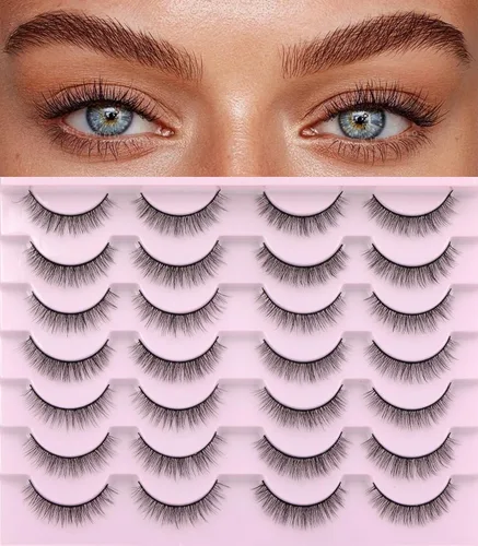 Miniatura 14 de Pestañas Postizas de Aspecto Natural Pestañas de Visón Sintético Wispy Pestañas de Ojo de Zorro que Parecen Extensiones Pestañas de Visón 3D