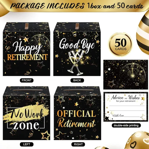 Miniatura 2 de Funrous 51 cajas de tarjetas de jubilación, tarjetas de consejos y buenos deseos para mujeres y hombres, decoraciones de fiesta de jubilación