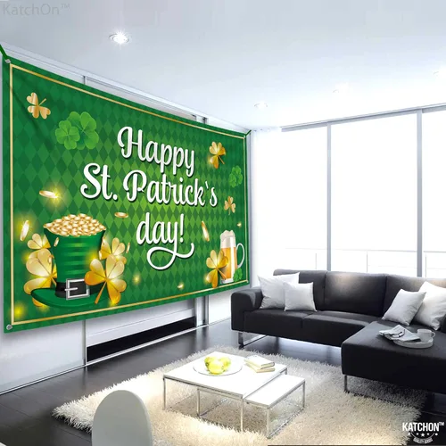 Miniatura 4 de KatchOn, XtraLarge - Cartel de feliz día de San Patricio, 72 x 44 pulgadas, telón de fondo del día de San Patricio para fotografía, pancartas