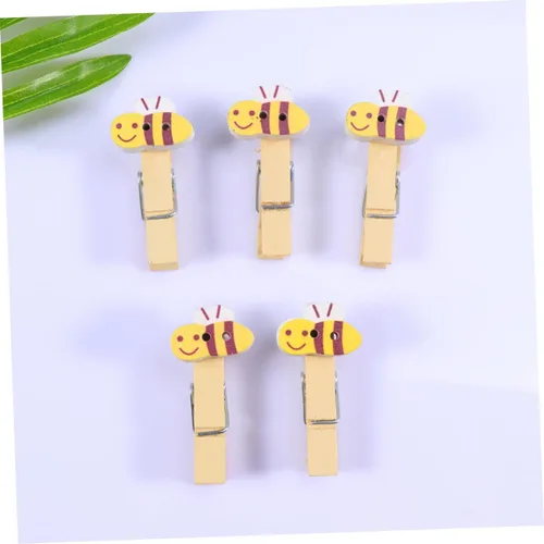 Miniatura 9 de ABOOFAN 50 pinzas para la ropa con cordel de madera con clips de fotos de abeja para colgar fotos, ropa, manualidades, artes al aire libre e