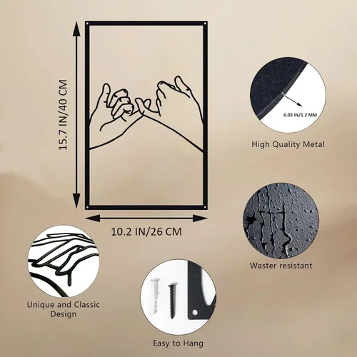 Miniatura 2 de Arte de pared de metal con forma de mano de cuerpo minimalista de líneas femeninas, esculturas de pared modernas de línea abstracta para el hogar