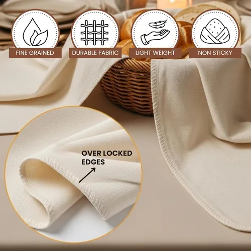 Miniatura 5 de LITO LINEN AND TOWEL Toallas de saco de harina para prueba de masa de pan, sin blanquear, paño grueso de algodón para hornear baguettes, ciabatta